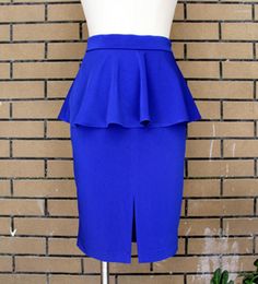Skirts Customise Women Fashion Plus Size 3XS-8XL High Waist Ruffles Slit Pencil Skirt Ladies Elegant Saisa Femininas Jupes