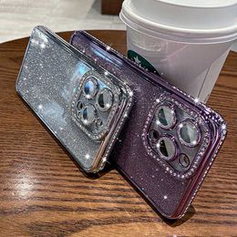 Cell Phone Cases For iPhone 14 Pro Max Luxury Diamond Glitter Shinny Case For iPhone 11 12 13 Pro Max 14 Plus Lens Protector Soft Silicone Cover L230731