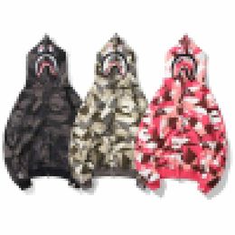 A Bathing Ape Autumn and Winter New Block Camouflage Plush Sweater Men's Casual Hooded Jacket Bathing Ape Hooded
