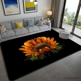 Carpets 3D Sunflower Carpet Non-slip Floor Mat Bedroom Living Room Large Area Rugs Home Decor Floral Doormat Entrance Mat Tapis Salon R230802