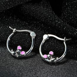 Hoop Earrings For Women Pure Titanium White Gold Plated Girls Cute Animal Shape Gift Accessories Fashion Jewelry