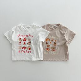 T shirts 6656 Children T Shirt 2023 Summer Food Print Girl s T shirt Short Sleeve Tops Cartoon Cotton Boy s Tees 230802