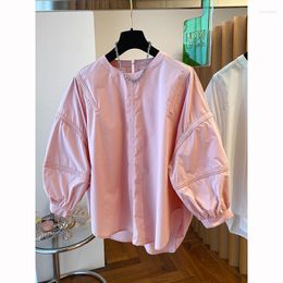 Women's T Shirts VANOVICH Summer 2023 Design Loose Lantern Sleeve Shirt Female Korean Style O-neck Temperament Solid Color Sweet Pullover