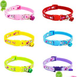Dog Collars Leashes Cat Collar With Bell For Cats Kittens Puppy Chihuahua Pet Safety Leash Lead Products Drop Delivery Home Garden Dhbaq