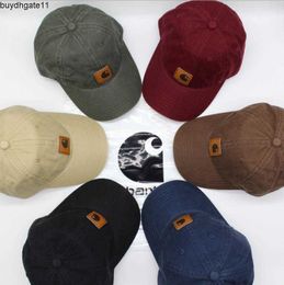Ball Caps New Fashion American Embroidery Carhart Leather Label Men's and Women's Workwear Washed Old Bent Brimmed Hat Baseball Cap