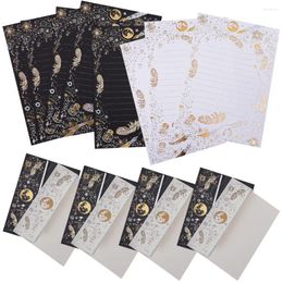 Gift Wrap Vintage Black Stationary Paper Envelopes White Writing Kraft Letter Set Foiled Envelops