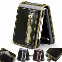 Cell Phone Cases Zipper Leather Wallet Case For Samsung Z Flip 3 Cover Full Protective Business Slim Skin Feeling Stand Fundas Galaxy Z Flip3 5G L230731