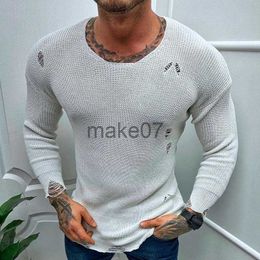 Men's Sweaters Spring Summer New Mens Sweater Vintage Thin Hole Pullover Knitwear Fashion Long Sleeve Knitted T Shirt Tee Streetwear For Men J230802