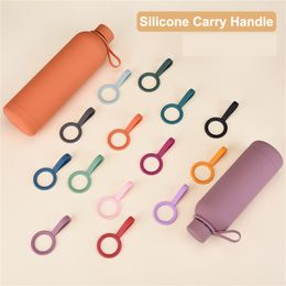 Silicone carry handle Carrier Strap Holder Handle for Water Bottle Silicone Bottle Holder with Safety Ring Carabiner for Hiking Camping Walking JL1751