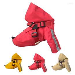 Dog Apparel Raincoat Waterproof Reflective Hoodie Jacket With Harness Pet Rainwear Rain Poncho Clothes For Small Outdoor Supplie