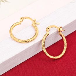 Stud Earrings Fashion Jewelry Cute Filigree Yellow Gold Color For Womens Girls Children Vintage Antique Solid