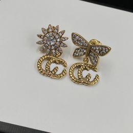 Luxury Gold Stud Earrings Designer For Women Hoop Earrings Jewelry Vintage pendant earrings Diamond flower dragonfly butterfly earrings Gift Engagement