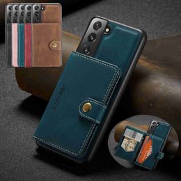 Cell Phone Cases Leather Magnet Detachable Card Slot Phone Case for Samsung S23 Ultra S22 S21 S20 Plus A22 A12 A42 A52 A72 5G Clasp Wallet Cover L230731