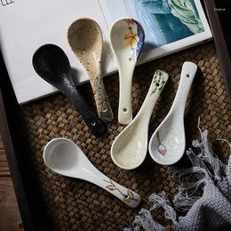 Spoons Bone China Spoon Dinnerware Service Ceramic Ladle Dinner Dipper Porcelain Utensil Scoop Tableware Household Kitchenware Supplies
