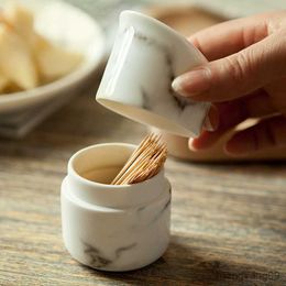 2pcs Toothpick Holders Marble Ceramic Toothpick Container Box Toothpick Holder Toothpick Dispenser Secret Stash Cotton Swab Holder Tooth Pick Holder R230802