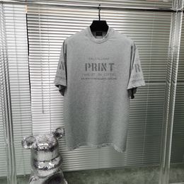 Luxury Brand Bale Oversized nc Tagged Hole T-shirt Printed T-shirt Paris Loose Cotton T-Shirt