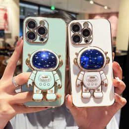 Cell Phone Cases Star Astronaut Holder Silicone Strap Plating Phone Case For Samsung Galaxy S23 S10 S20 S21 S22 Plus Ultra + Pro FE Note 10 20 9 L230731