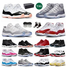 neapolitan 11 cherry 11s basketball shoes jumpmans 11s mens cool grey cement grey concord top low high pink gamma blue space jam sneakers trainers big size 13