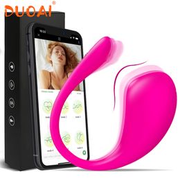 Vibrators Long Distance Control App Vibrator Vibrating Vagina Balls Bluetooth Wireless Love Egg Panties Sex Toys for Women Adults 230801