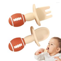 Dinnerware Sets Toddler Silicone Suction Plate Rugby Ball Shape Divided Feeding Dish Non-slip Self Training