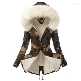 Women's Down Elegant Plush Coats And Jackets Women Fashion Camouflage Print Long Sleeve Loose Casual Female Outerwear Autumn Winter 2023