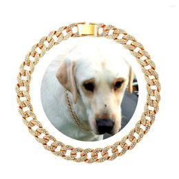 Dog Collars Chain Iced Out Cuban Collar Necklace Bling Rhinestone Metal For Small Medium Large Dogs Cat Accessories