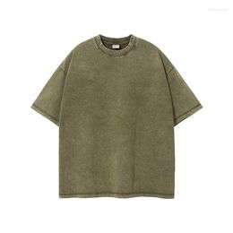 Men's T Shirts Summer T-shirt Vintage Do Old Craft High Street Wash Short Sleeve Fashion Brand Loose Small Neckline Batik