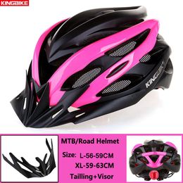 Cycling Helmets KINGBIKE 4 Colours cycling helmet Women men bicycle helmets with Light mountain bike road MTB integrallymolded 230801