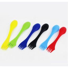 In 1 Reusable Plastic Tableware Cutlery Utensil Combo Kitchen Portable Outdoor Picni Flatware Sets Fork Spoon