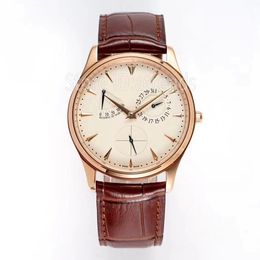 Top Stylish Automatic Mechanical Self Winding Watch Men Gold Silver Dial 39mm Classic Cal.938 Master Power Reserve Design Wristwatch Casual Leather Strap Clock 571F