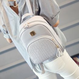 School Bags Solid Women Teenager Backpack Preppy Small Tassel For Female Style Pack Schoolbag Leather Travel Girls 230801
