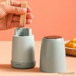 2pcs Toothpick Holders Toothpick Holder Home Press Auto Eject Toothpick Cleaning Teeth Living Room Dining Room Desktop Kitchen Gadget R230802