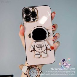 Cell Phone Cases Luxury 6D Plating Glitter Bling Astronaut Holder Phone Case For iPhone 14 13 12 11 Pro Max X Xs XR 7 8 Plus SE 2020 2022 Cover L230731