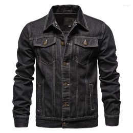 Men's Jackets Cotton Lapel Denim Jacket Men Casual Solid Color Streetwear High Quality Jeans Autumn Slim Fit