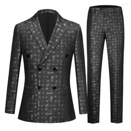 Men's Suits 2023 European And American Style Suit Double-breasted British Business Hidden Flower Two-piece