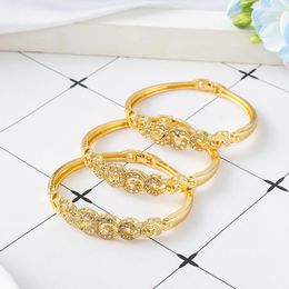 Bangle Arab Luxury Gold Colour Wedding Bracelet Moroccan Elegant Hollow Plating Cuff Bangles For Women