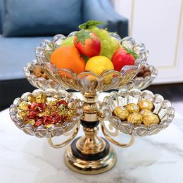 Plates Glass Multi-Layer Fruit Plate Modern Household Living Room Coffee Table Creative And Slightly Luxury Snack Candy