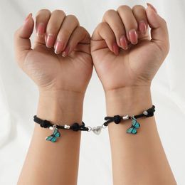 Link Bracelets 2PCS Matching Bracelet Milan Wire Magnet Jewellery For Lover Blue Grey Light