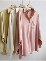 Women's Blouses Blouse 2023 Hit Spring Long Sleeve Loose Yellow Vintage Chiffon Beige Purple Shirt Women Oversize Pink With Collar