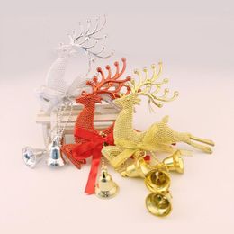 Party Supplies 1PC Christmas Holiday Ornaments Deer Bell Pendant Decorative DIY Xmas Home Decoration Props