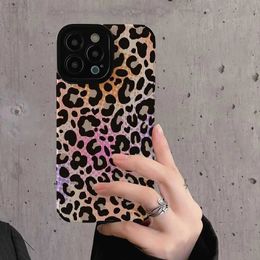 Cell Phone Cases Luxury Colorful Leopard Print Leather Phone Case For iPhone 14 Pro Max 13 12 11 X XR XS 7 8 Plus Soft Silicone Shockproof Cover L230731
