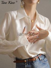 Women's Blouses Shirts Elegant Women's White Shirt Loose Single Breasted Long Flare Sleeve Korea Shirts Female 2023 Spring Laepl Fabric Tops J230802