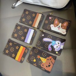 Designer Fashion Cardholder Female G Card Cardholder Purse Cartoon Leather Canvas Luxury Printed Vintage Purse Mini Bank Card Bag Zero