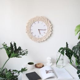 Wall Clocks Creative Nordic Wind Macrame Rope Clock Diy Farmhouse Decor Modern Design Living Room Ornament