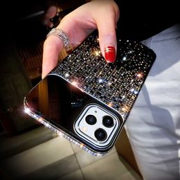 Cell Phone Cases Luxury Mirror Gradual Change Jewelled Shiny Diamond Phone Case For iPhone 14 13 12 11 Pro X Xr Xs Max 7 8 Plus SE2020 Cover L230731