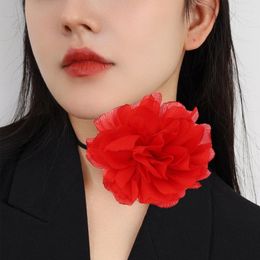 Choker Korean-Velvet Flower Necklaces Chokers Soft Wedding Party Jewellery Gift For Women Teens Girls