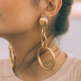 Dangle Earrings Fashion Vintage Metal Alloy Circle Street Punk Geometric Thick Chain Exaggerated Female Jewelry