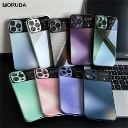 Cell Phone Cases Luxury Glass Full Camera Film Protector Case For iPhone 14 Pro 13 Pro Max 12 11 14 Plus Gradient Hard Cover For iPhone 12 Pro L230731