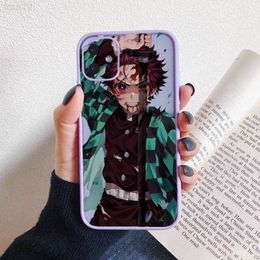 Cell Phone Cases Japan Anime Demon Slayer Phone Case For iPhone 12 13 11 Pro Max Mini XR X XSMax 7 8 Plus Matte Back Cover for iPhone 13 Pro Case L230731