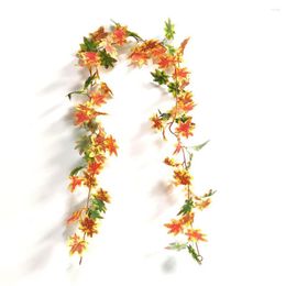 Decorative Flowers 1.7M Festival Harvest Autumn Artificial Gold Vines Fake Hanging Leave Rattan Halloween Party Decor